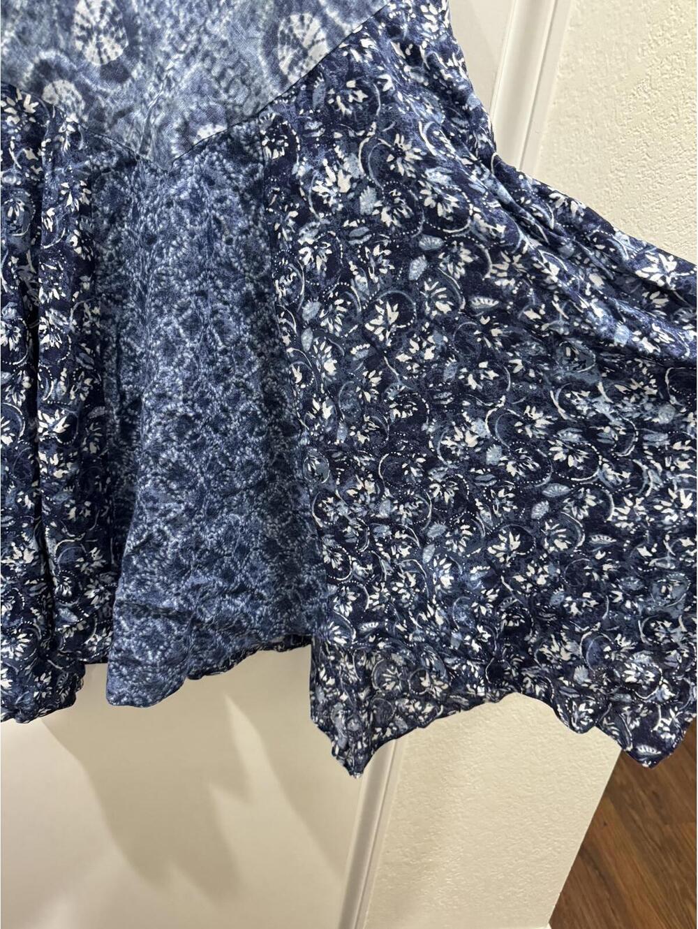 Lauren Ralph Lauren Blue Patchwork Boho Euro Summer Linen Midi Dress- Size 6 - Picture 5 of 9